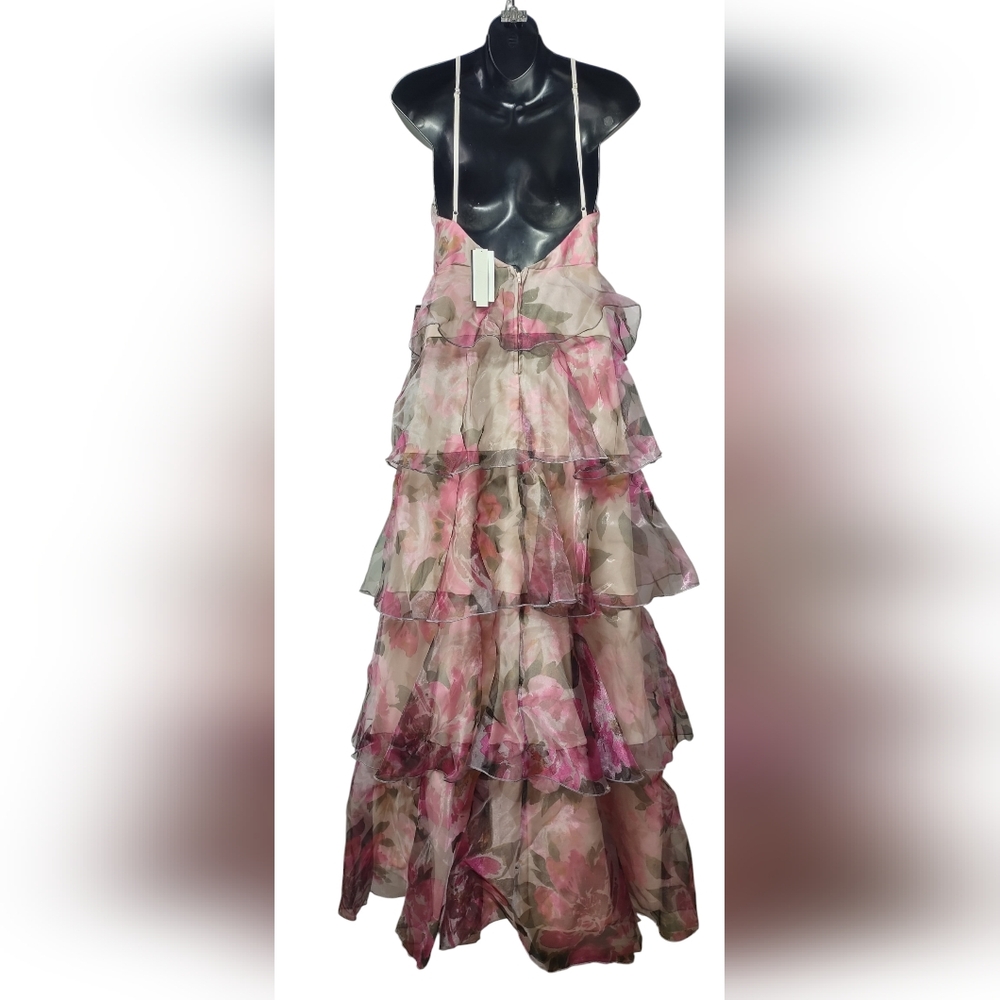 Speechless Floral Halter Neck Tiered Maxi Dress Pink Ruffle Layered Formal 7 NWT - Picture 3 of 15